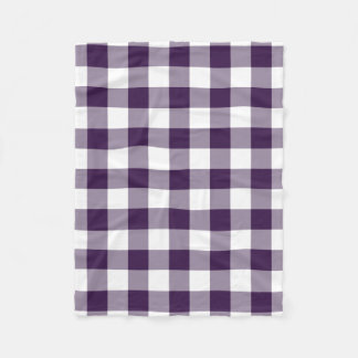 Purple and White Gingham Pattern Fleece Blanket