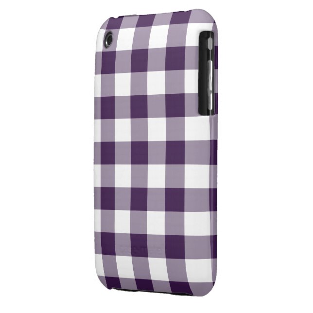 Purple and White Gingham Pattern iPhone 3 Case-Mate Case (Back Left)