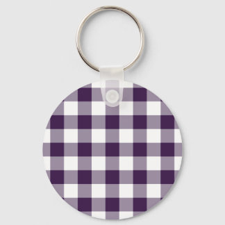 Purple and White Gingham Pattern Keychain