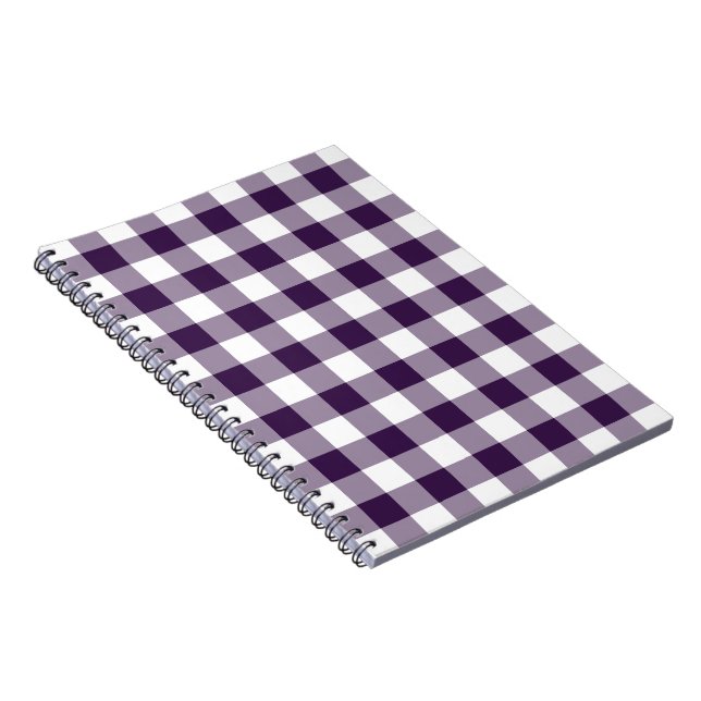 Purple and White Gingham Pattern Notebook (Right Side)