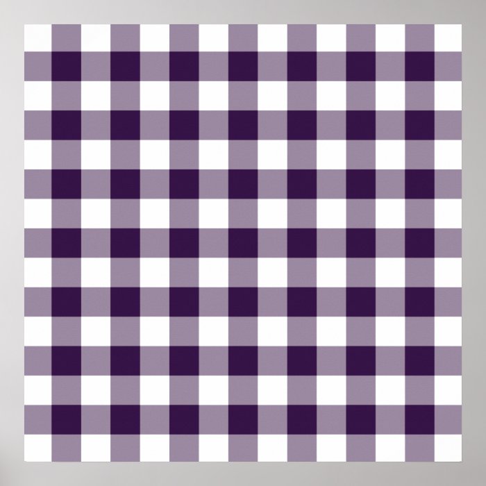 Purple and White Gingham Pattern Poster