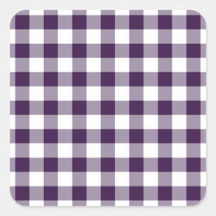 Purple and White Gingham Pattern Square Sticker