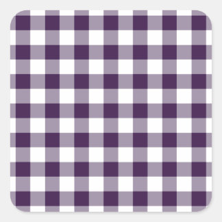Purple and White Gingham Pattern Square Sticker