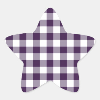 Purple and White Gingham Pattern Star Sticker