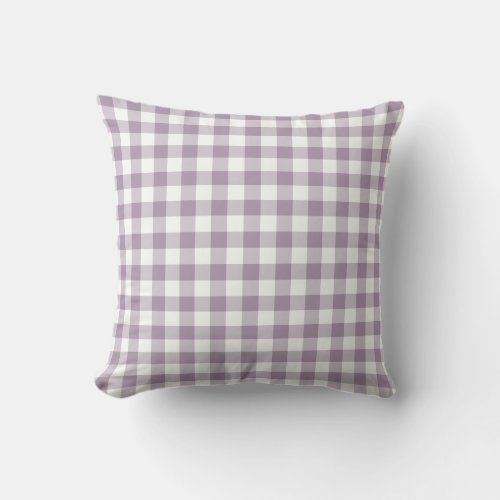 Purple and White Gingham Pattern Throw Pillow