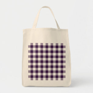Purple and White Gingham Pattern Tote Bag