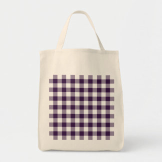 Purple and White Gingham Pattern Tote Bag