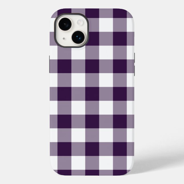 Purple and White Gingham Plaid Case-Mate iPhone Case (Back)