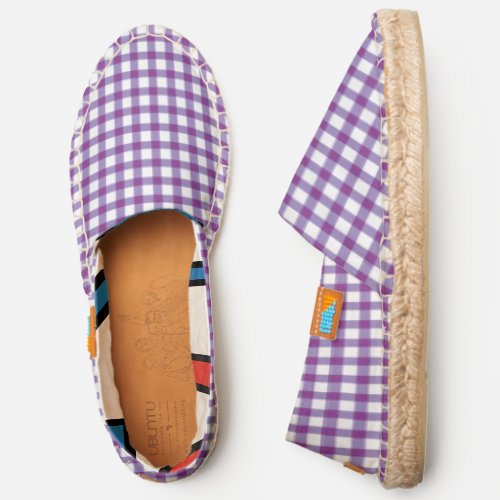 Purple and White Gingham Plaid Checker Pattern Espadrilles