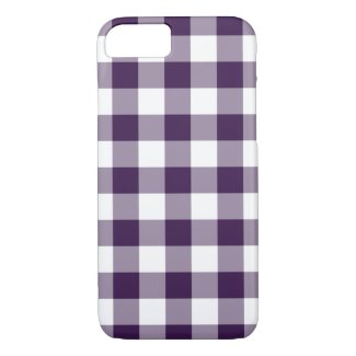 Purple and White Gingham Plaid iPhone 7 Case