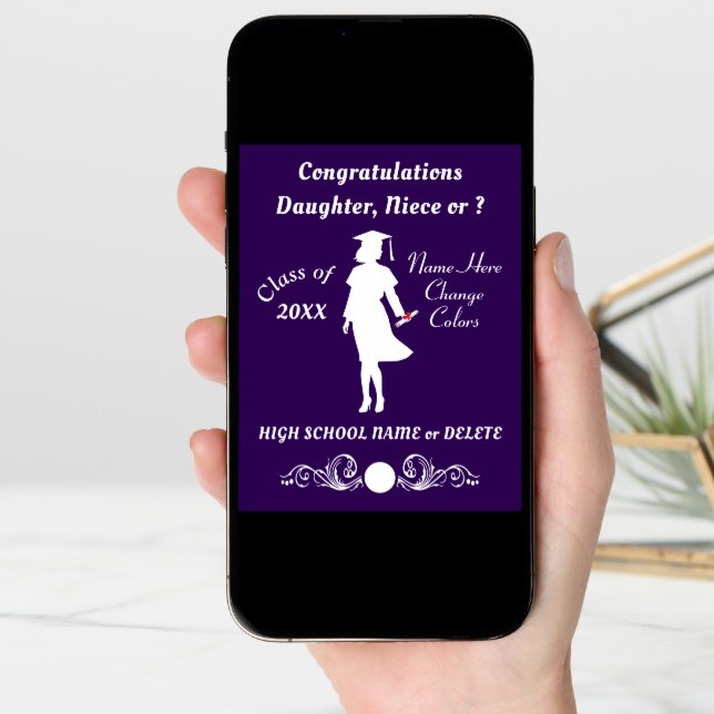 Purple and White, Graduation Cards for Her (Front Digital)