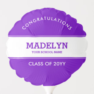 Purple and White Graduation Custom Balloon