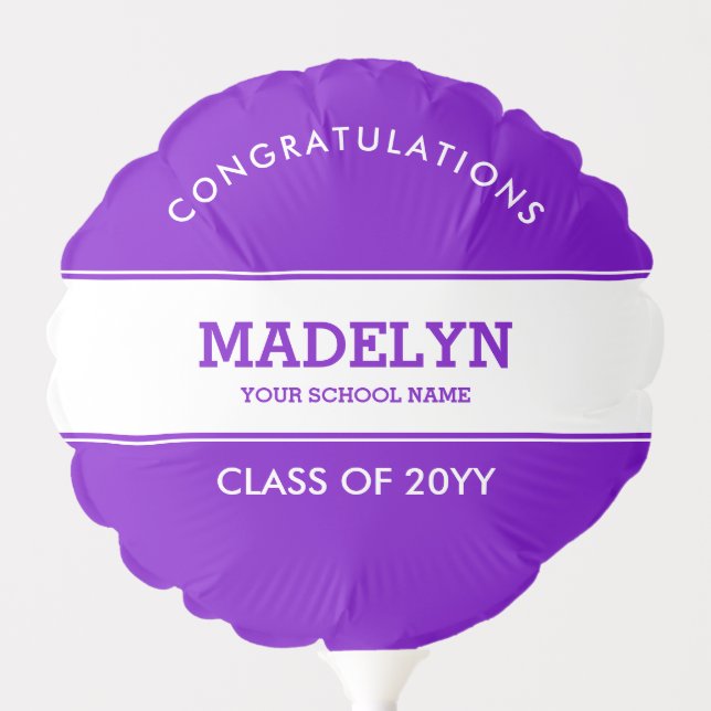 Purple and White Graduation Custom Balloon (Front)
