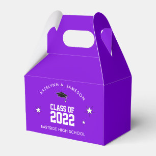 Purple and White Graduation Custom Favor Boxes