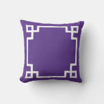 Purple And White Greek Key Pattern Throw Pillow at Zazzle
