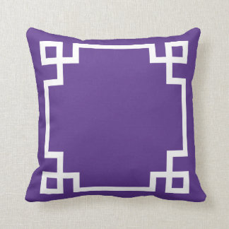 Purple and White Greek Key Pattern Throw Pillow