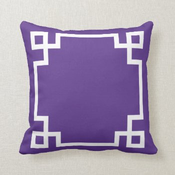 Purple And White Greek Key Pattern Throw Pillow by hawkeandbloom at Zazzle