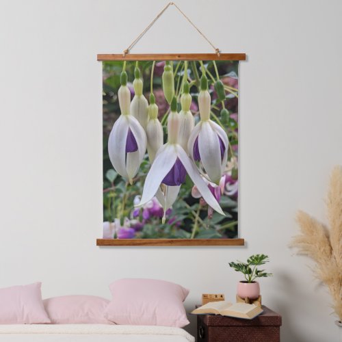 Purple and White Hanging Fuchsia Floral Hanging Tapestry