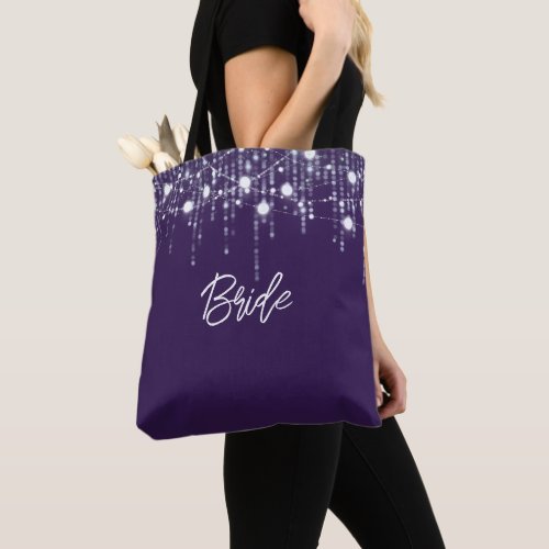 Purple and White Hanging Lights Bride Tote Bag