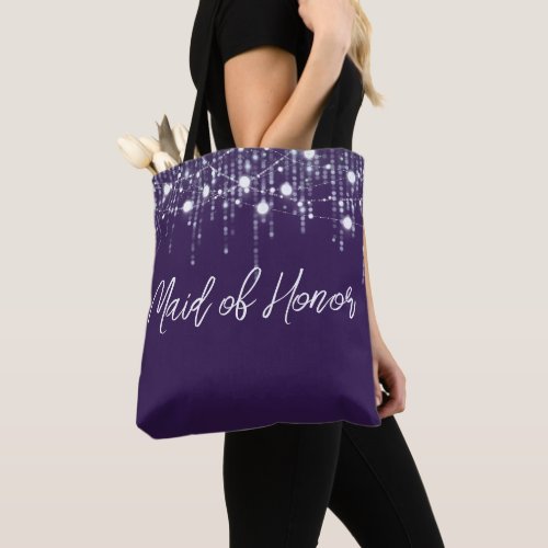 Purple and White Hanging Lights Bride Tote Bag