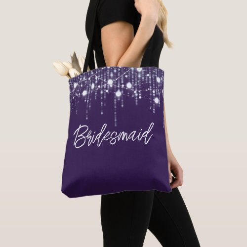 Purple and White Hanging Lights Bridesmaid Tote Bag