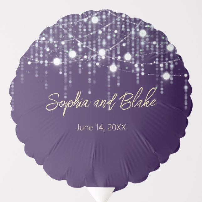 Purple and White Hanging Lights Wedding Balloon (Front)