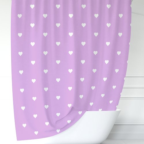 Purple And White Hearts Shower Curtain