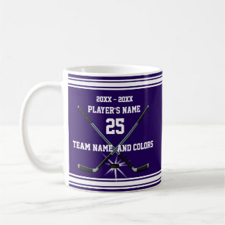 Purple and White Hockey Mugs for Players