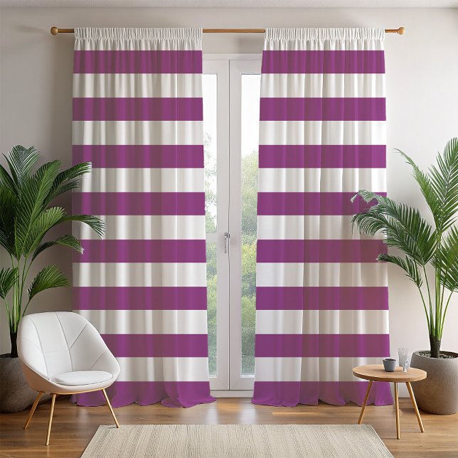 Purple and White Horizontal Stripe Blackout Curtains (Purple and White Horizontal Stripe Blackout Curtains)