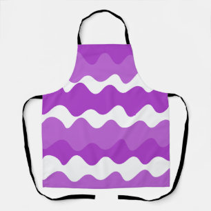 Purple and white horizontal waves pattern apron