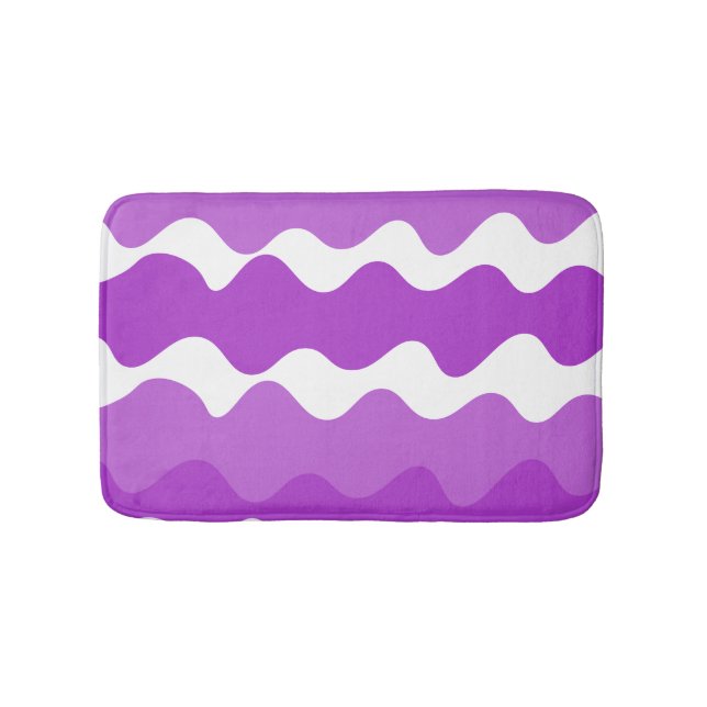 Purple and white horizontal waves pattern  bath mat (Front)