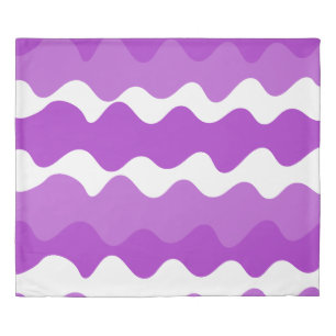 Purple and white horizontal waves pattern  duvet cover
