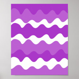Purple and white horizontal waves pattern poster