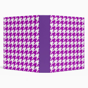 Purple and White Houndstooth Check 3 Ring Binder