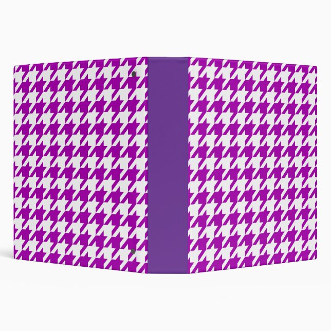 Purple and White Houndstooth Check 3 Ring Binder (Background)