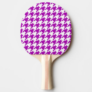 Purple and White Houndstooth Check Ping Pong Paddle