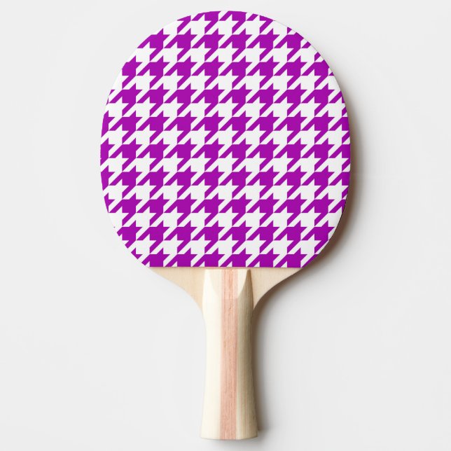 Purple and White Houndstooth Check Ping Pong Paddle (Front)