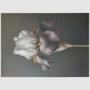 Purple and White Iris Botanical Painting Decoupage Tissue Paper