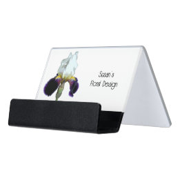 Purple and White Iris Business Card Holder