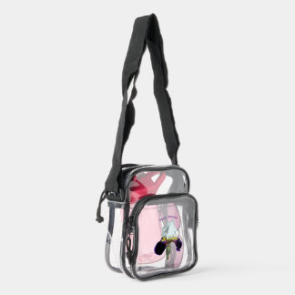 Purple and White Iris Clear Crossbody Bag