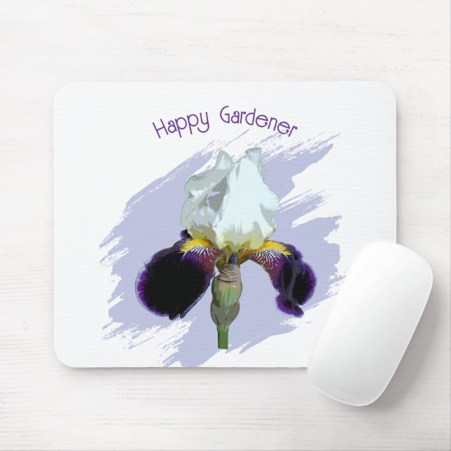 Purple and White Iris Square Mouse Pad (With Mouse)