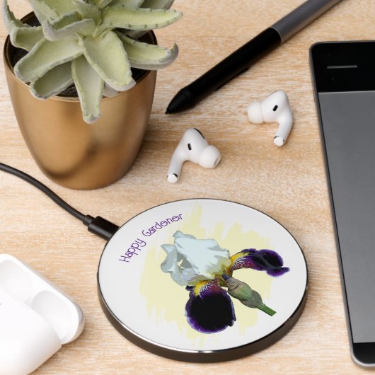Purple and White Iris Wireless Charger (Desk 2)