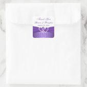 Purple and White Joined Hearts Wedding Sticker (Bag)
