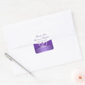 Purple and White Joined Hearts Wedding Sticker (Envelope)