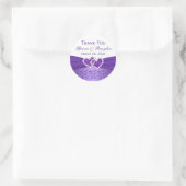 Purple and White Joined Hearts Wedding Sticker (Bag)
