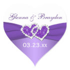 Purple and White Joined Hearts Wedding Sticker