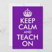 Purple and White Keep Calm and Teach On (Front)