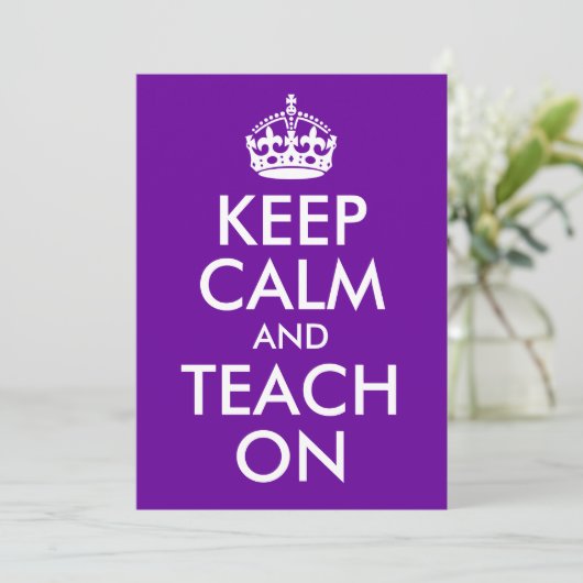 Purple and White Keep Calm and Teach On (Standing Front)