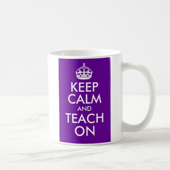 Purple and White Keep Calm and Teach On Coffee Mug (Right)