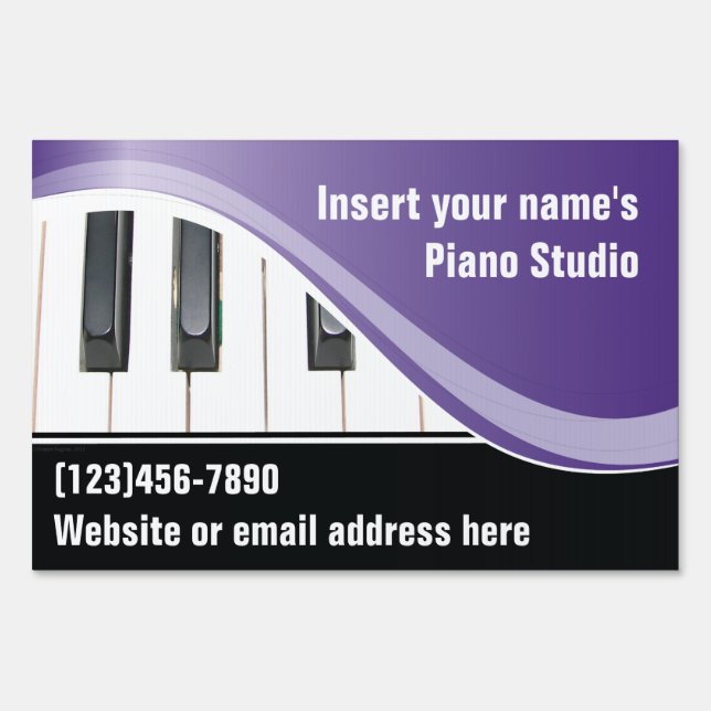 Purple and White Keyboard Teacher Yard Sign (Front)